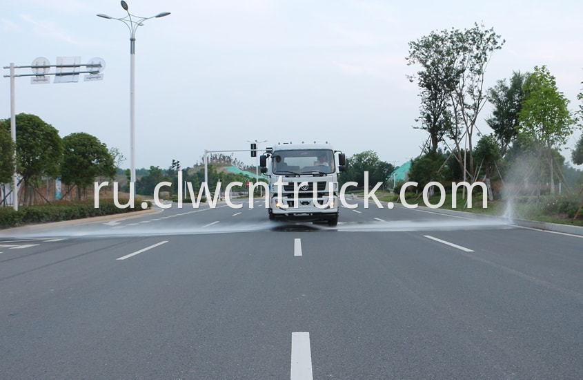 water tank truck in action